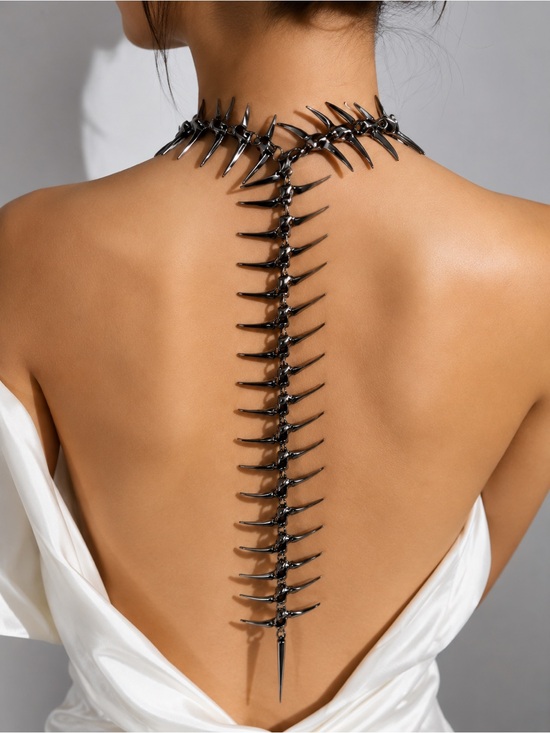 Anthropologie Jewelry - Black Spine-Back Spike Gothic Necklace